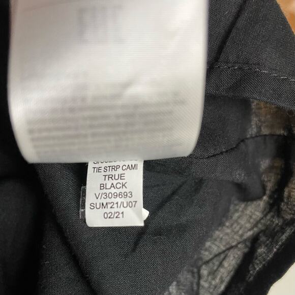 Gap Tie Strap Cami Midi Dress Textured Black Cotton Minimalist LP L Large Petite - Picture 12 of 13